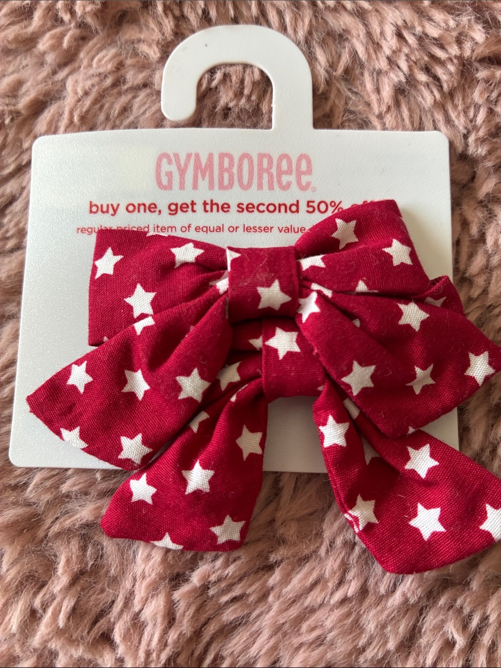 Gymboree Red Bow with White Star Print Hair Clip